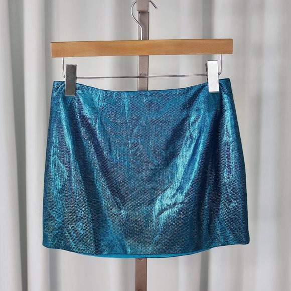 AMAZING LACE Blue Shimmer Mini Skirt - Picture 4 of 5